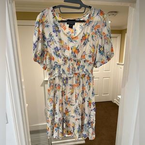 Puff short sleeves, floral a line dress
